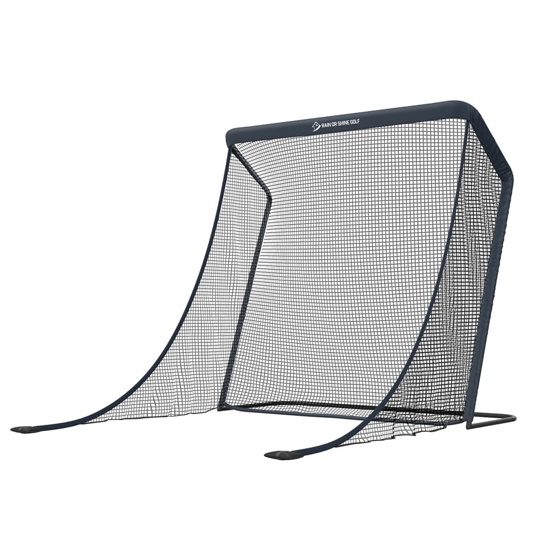 SwingNet Pro golf practice net, angled view on white