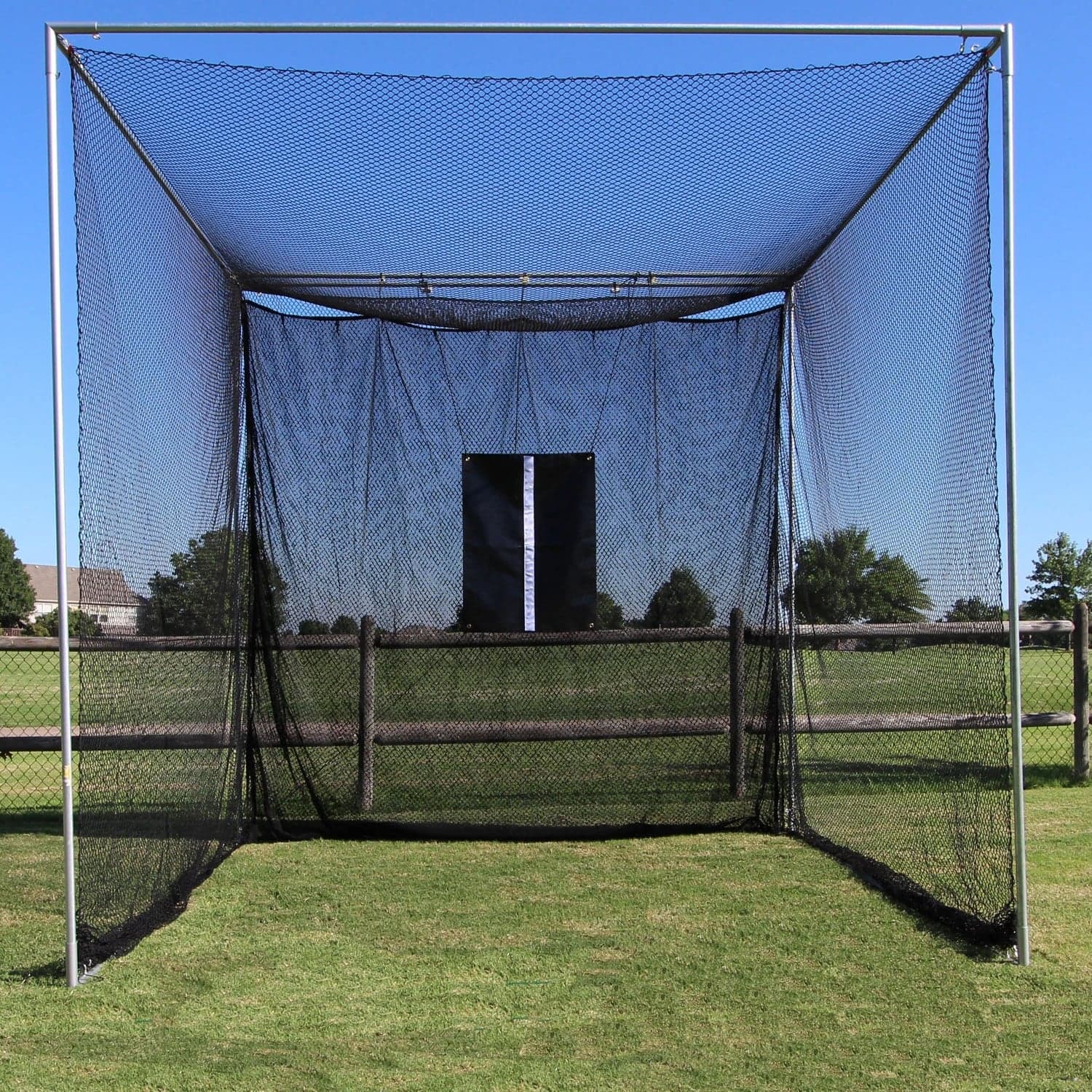 Cimarron Masters golf net, 10x10x10 cage assembled outdoors