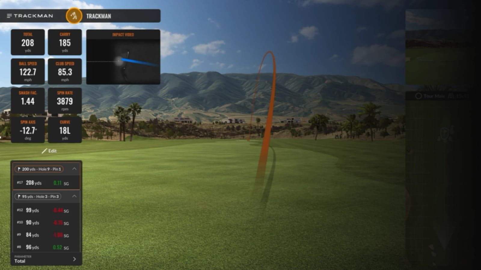 TrackMan Performance Studio software interface